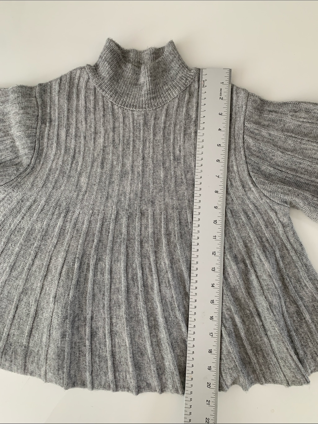 Maeve Anthropologie Mock Neck Swing Sweater Sz Medium Ribbed Gray — image 8 of 8